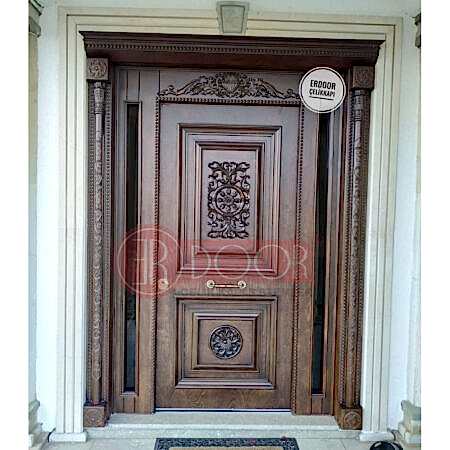 Ahşap İşlemli Ceviz Villa Giriş Kapısı ER0211